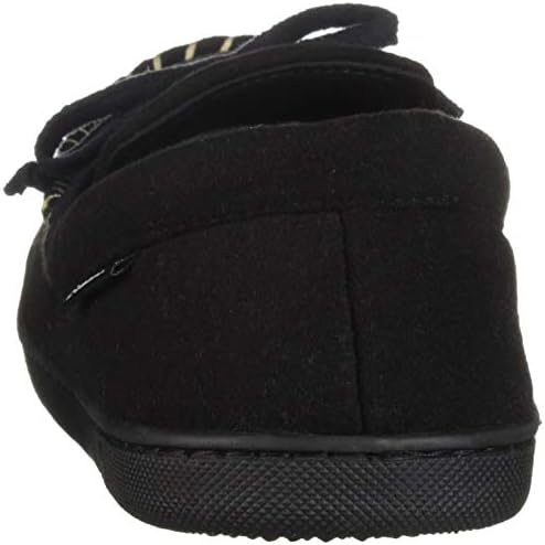isotoner mens Men's Memory Foam Blake Moccasin Faux Wool House Shoe, Indoor/Outdoor Comfort Slipper, Black, 11 12 US | Image 2