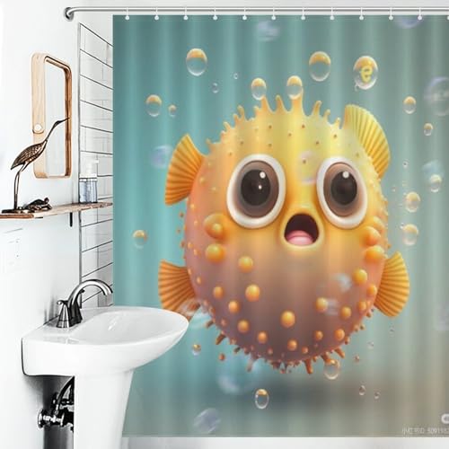 Poisson rideau de douche anti-éclaboussures lavable en polyester