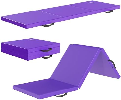 Fitvids Folding Exercise Gymnastics Mat for Tumbling, 2'x6'x2" Gy...