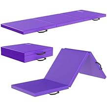 Fitvids Folding Exercise Gymnastics Mat for Tumbling, 2x6x2" Gym Workout Mat with Carrying Handles High-Density Anti-Tear Portable Fitness Aerobics Mats for Home Gym Yoga Pilates MMA Core Training
