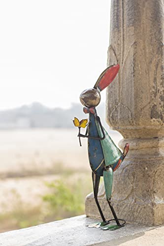 Objet déco lapin en fer recyclé idée cadeau crémaillère original - 5
