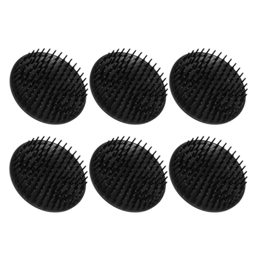 FRCOLOR Spazzola del Capelluto 6 Pezzi Nera, Massaggiatore Rotondo per Shampoo e Doccia, Rimozione Forfora, per Rilassamento e Stimolazione Crescita Chioma, Uso Casa, Ufficio