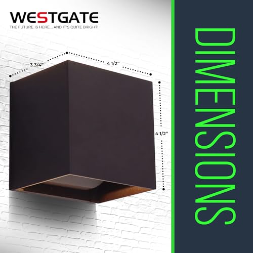 Image of Modern Wall Light Cube - 15W Wall Cube with 70,000 Hour Lifespan - 2700K /3000K /3500K /4000K /5000K Color Changing Options in Aluminum Housing - Adjustable Beam Angle for Outdoor or Indoor Use (Bronze)