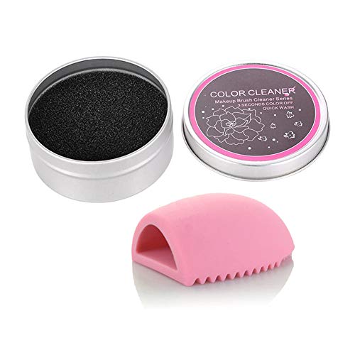 StyleZ Makeup Silicon Brush Egg and Brush Cleaner Sponge, Dry Makeup Brushes Cleaner Eye Shadow or Blush Color Removal Quickly Switch to Next Color (Pink)