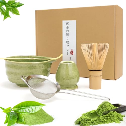kelav - KELAV Matcha Kit,5 Pcs Kit Matcha Fouet Matcha en Bambou Naturel Ensemble a Matcha,Fouet Matcha, Bol Matcha, Support Chasen et Cuillère Matcha,Tamis a Matcha, Pour La Cérémonie Du thé Matcha - -3%