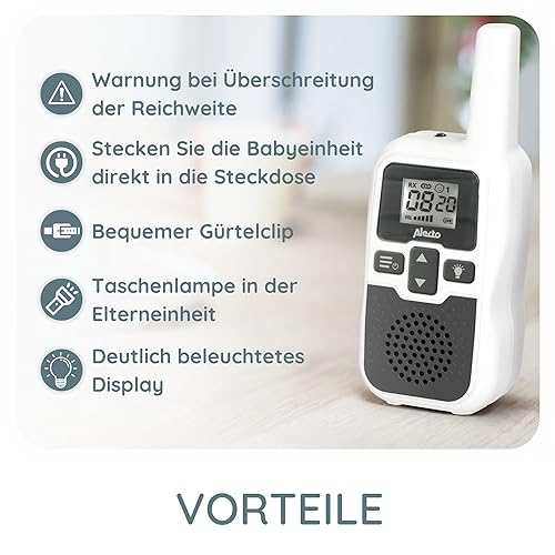 Alecto Baby DBX-80 - Babyphone mit Reichweite von bis zu 3.000 Metern - Weiß/Anthrazit