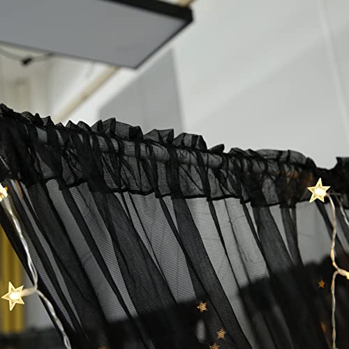 Akiky Canopy For Girls Room Bed Curtains Elegant Sheer Curtain For Twin Full Queen King Size Bed Drapes,8 Panels Canopies With 2 Light,Room Décor(Full/Queen,Black) #TOP2
