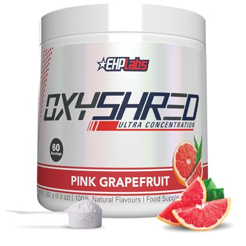 EHP Labs OxyShred Pre Workout Powder & Shredding Supplement - Preworkout Powder with L Glutamine & Acetyl L Carnitine, Energy Boost Drink - Pink Grapefruit, 60 Servings