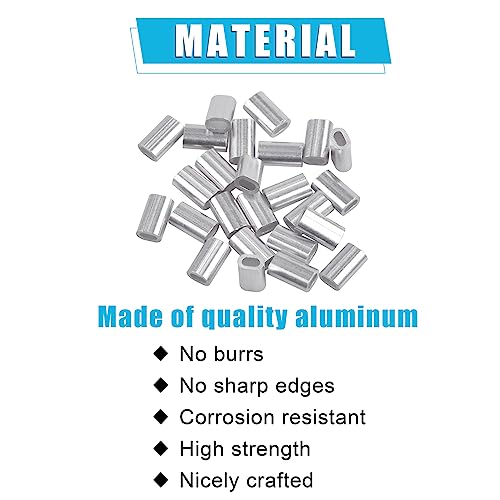 JSHANMEI Fishing Aluminum Crimp Sleeves Kit, Single Barrel Oval Crimp Sleeves Aluminum Crimping Loop Sleeves Fishing Line Tube Connector Wire Leader Rigging Tackle