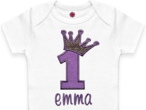 Birthday Girl Personalized Embroidered Sparkling GLITTER 1st Birthday Bodysuit with Your Custom Name and Princess Crown4