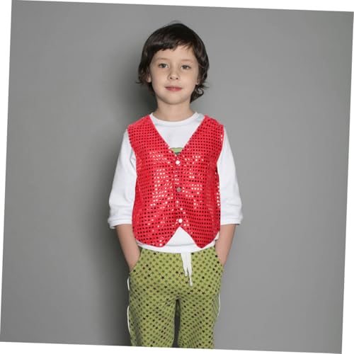 Boys and Girls Sequin Vest for Boys and Girls Party Prop Hip Hop Jazz Dance Waistcoat Red Vest for Cosplay Performance4