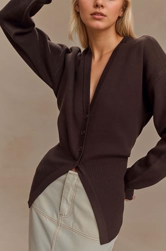 Cardigan Sweaters for Women Deep V Neck Button Down Long Sleeve Knit Top Oversized Casual Dressy Fall Outerwear3