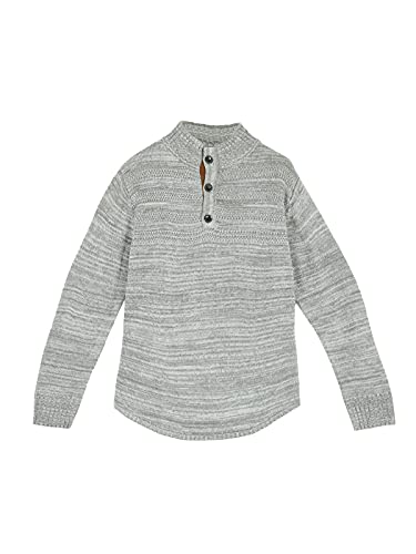 Men's Quarter-Zip Sweater Autumn Winter Thicken Knitted Pullover Polo Sweaters Grey #TOP3