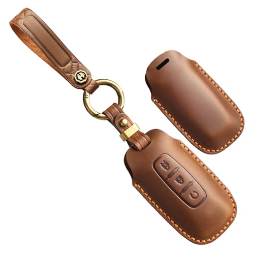 Coque de clé Nissan Rogue et Kicks anti-rayures en cuir marron 3 boutons