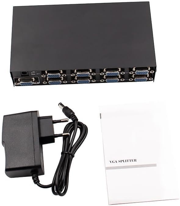 8 Port VGA Splitter 150mhz PC to 8 VGA Monitor TV Video Splitter 8Port VGA Splitter Support 1600 * 1280 - (Color Name: EU Plug)