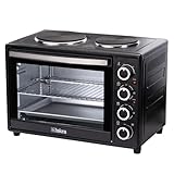 Iskra Mini Backofen mit Kochplatten und Umluft 38L, mit Timer, Edelstahl Heizelemente,0-230°C,...