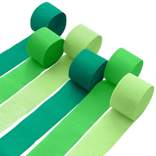 6 Crepe Paper Streamers Rolls 492ft Green Paper Streamers Party Supplies for Birthday Wedding Graduation Anniversary St. Patricks Day Decoration (1.8 inch x 82 ft/Roll)