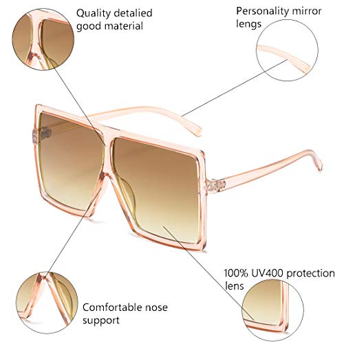 Ensarjoe Square Oversized Sunglasses For Women Men Flat Top Fashion Shadesuv Protection #TOP5