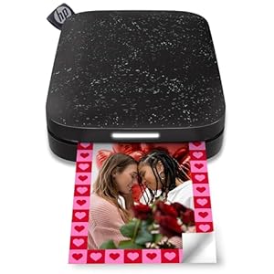 HP Sprocket 2x3 Sofortbilddrucker für Smartphones - Tragbarer, kabelloser Farbdrucker - Zink-Fotopapier mit Kleberückseite - Drucke von kompatiblen iOS- & Android-Geräten per Bluetooth-App - Schwarz