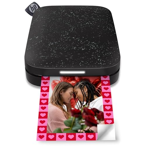 HP Sprocket 2x3 Sofortbilddrucker für Smartphones - Tragbarer, kabelloser Farbdrucker - Zink-Fotopapier mit Kleberückseite - Drucke von kompatiblen iOS- & Android-Geräten per Bluetooth-App - Schwarz