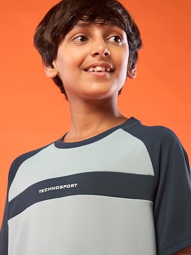 Image of TECHNOSPORT Boy's Polyester Slim Fit Crew Neck Half Sleeve T-Shirt with Technocool+, Anti Microbial Propeties for Sports and Regular Use