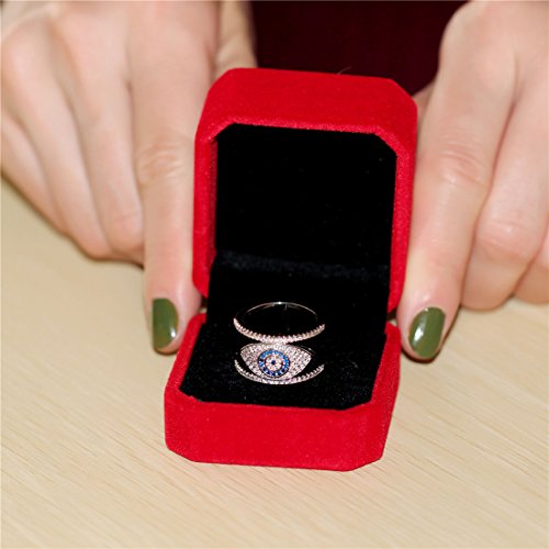 Uloveido Blue Evil Eye Rings for Women Cubic Zirconia Female Ring with an Eye Jewelry Gifts Y3253