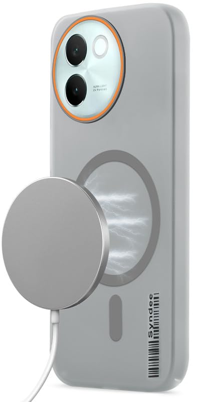 Mr. Case Back Cover for Vivo V30e 5G Sleek Frosted Translucent Back Only Compatible with Wireless Magnetic Accessories | Anti-Scratch Shockproof Phone Case – Grey