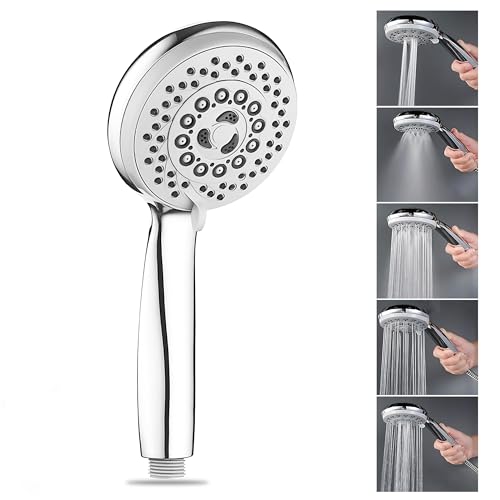Image of ABS 5-Mode Multi-Function Hand Shower Only for Bathroom | Mist, Massage, Focus & Rain Spray Options | High-Pressure Handheld Shower | Polished Chrome Finish