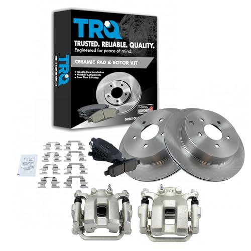 Image of TRQ Rear Brake Pad and Rotor Set Ceramic Vented Rotors Calipers