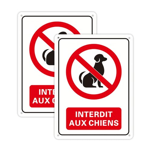 Acuxiaza 2 pièces panneau interdit aux chiens 150x200 mm aluminium panneaux signalétiques, protection UV, 4 trous, pour intérieur en extérieur