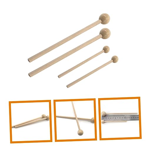 Par de baquetas de madera con cabeza redonda beige miniatura 7
