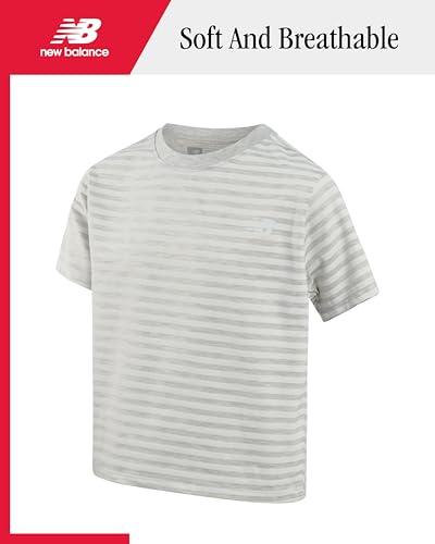 New Balance Girls' Activewear Set - 3 Piece Performance Crewneck T-Shirts and Wideleg Cargo Pants Set for Girls (7-16)2