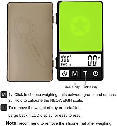 (Latest Version) Espresso Scale with Timer 1000g x 0.1g, Espresso Coffee Scale for Drip Tray, 35 Ounces by 0.01oz, Coffee Scale Espresso with Silicone Mat, Large Backlit Display (Batteries Included)
