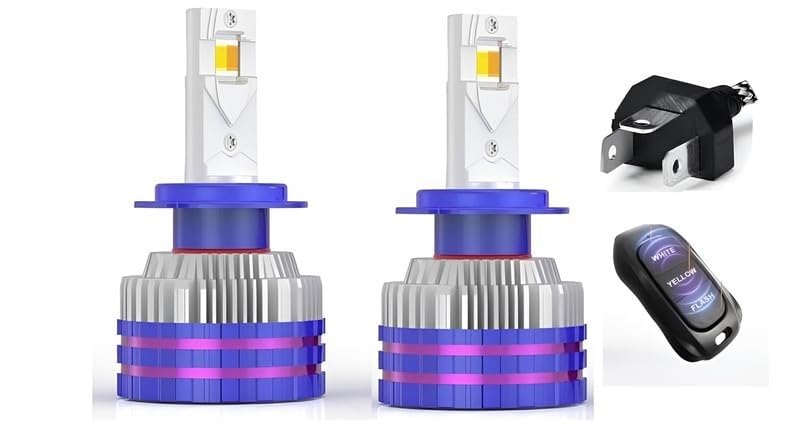 Image of H4 /9003 /HB2 LED Headlight Bulbs Yellow /White 300 Watt H4 Fitting LED Headlight Bulb for Cars, Motorbikes H4 150W For All Cars (Low and High Beam Bulbs with Colling Fan(KI 300 WATT DUAL COLOR)