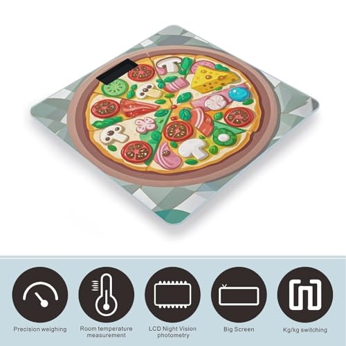 Báscula Digital Cute Pizza de Vidrio Templado con Pantalla LCD miniatura 3