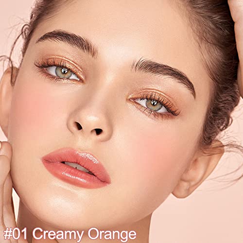 Liquid Blush For Cheeks, Cream Blush Makeup Dewy Face Blushes, Lightweight Breathable Velvet Mousse, Long Lasting, Smudge Proof, Natural Soft Cream Liquid Blush #01 Creamy Orange #TOP1
