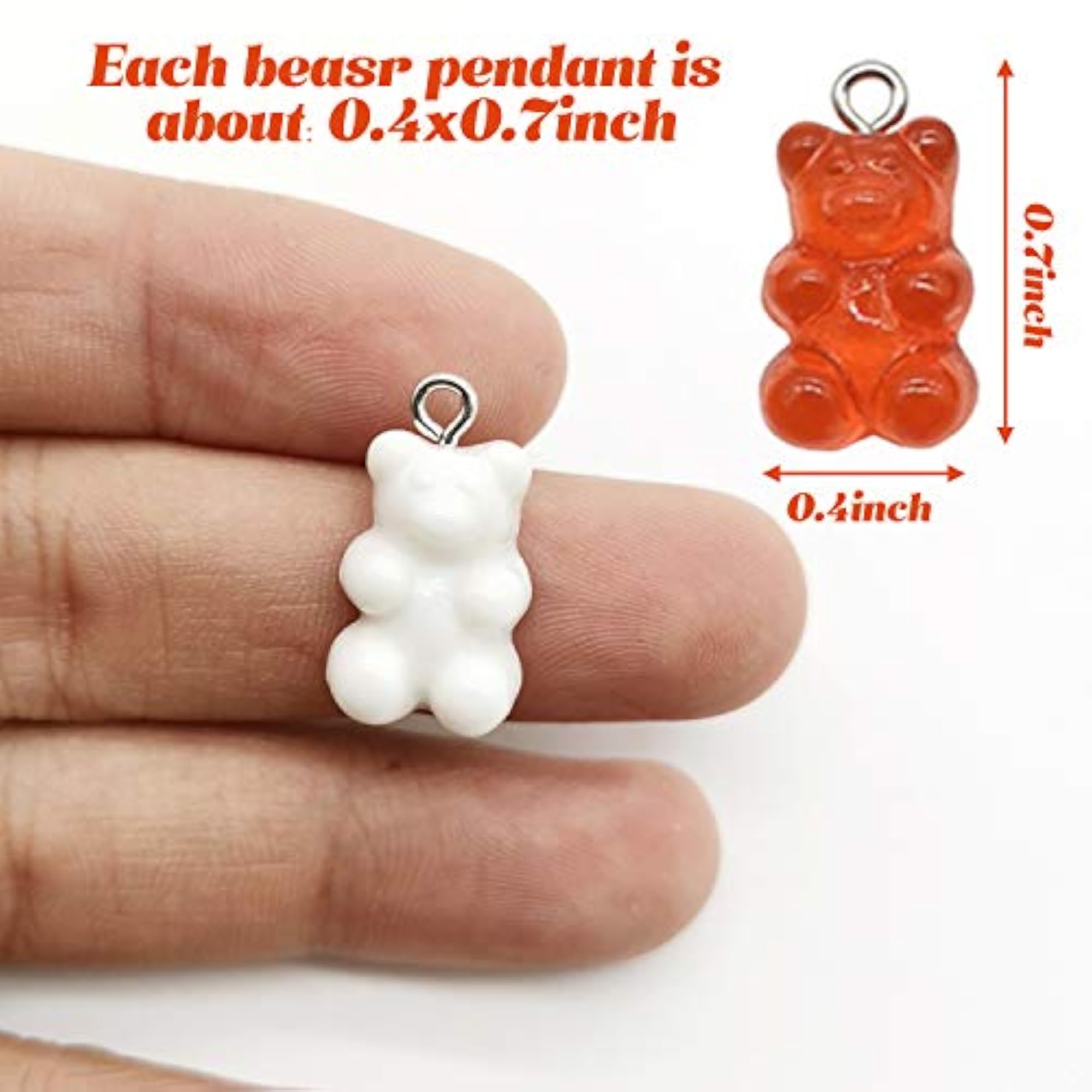 100pcs Colorful Resin Gummy Bear Pendant Charms for DIY Craft