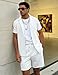 UOUA Summer Outfits for Men 2 Piece Short Sleeve Button Down Shirt & Shorts Set Casual Vacation Beach Tracksuit Cuba White 2XL