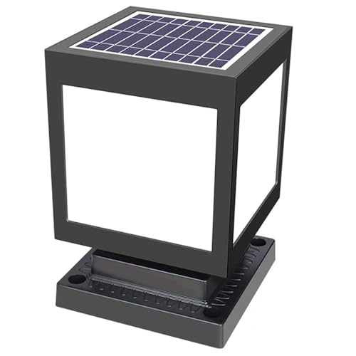 Lámpara solar LED para exteriores, impermeable, para jardín, para puerta, patio, terraza, diámetro de 15 cm, cuadrado, negro, 6000 K
