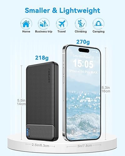 AsperX Power Bank 10000 mAh 2 Sztuki, PowerBank USB C Output & Input Zewnętrzny Akumulator, Mały, Ale Mocny, Przenośna ładowarka z Wejściami Typu C + 2 Porty USB 2,4 A do Smartfonów, iPhone i innych