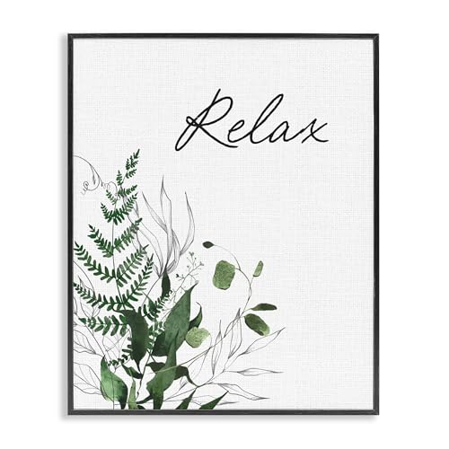 Poster encadré blanc Relax Ferns Stupell crée un coin de nature salon