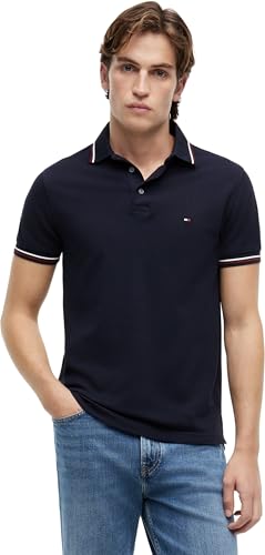 Tommy Hilfiger Men's Tipped Slim FIT Polo MW0MW37346 S/S Polo, Blue, M