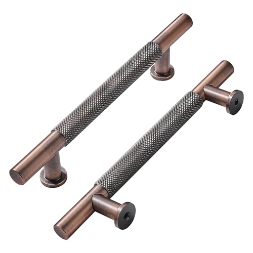 khtumeware 10 Pack 6 Inch(152mm) Drawer Handles Knurled Brushed Antique Copper Cabinet Pulls Drawer Pulls Kitchen Hardware Kitchen Handles for Cabinets Cupboard Handles