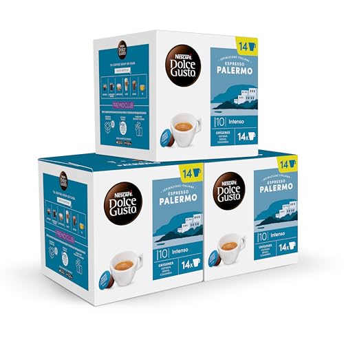 Nescafe DOLCE GUSTO cafe Espresso Palermo - Cápsulas de Café, 42 Cápsulas (3x14) - Originales para cafeteras Dolce Gusto