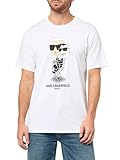 KARL LAGERFELD Men's Crewneck Short Sleeve Graphic Design T-Shirt, Optic White, X-Large