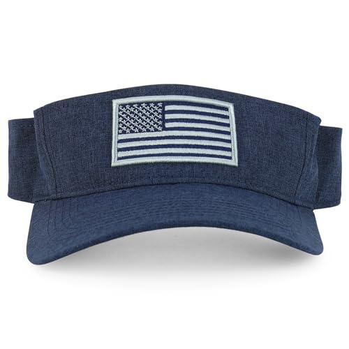 Image of Trendy Apparel Shop USA American Flag Embroidered Polyester Summer Visor Hat