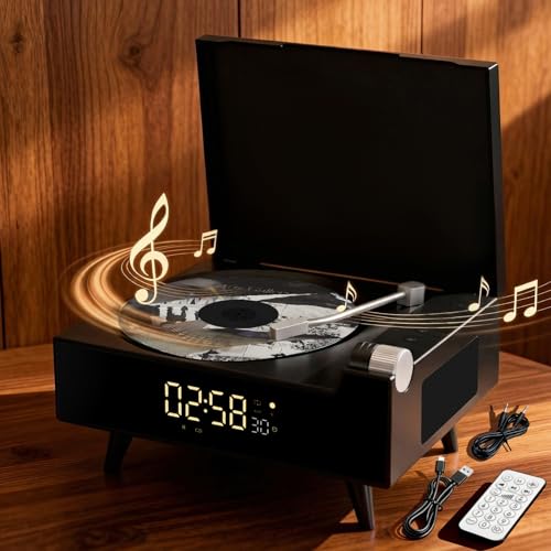 CD Player Portable with Bluetooth for Home Desktop Dual Stereo Speakers FM Radio 3600Mah Battery Remote Control & LED Display MP3/WAV Retro Disc Player Nostalgic Decor Gift Support USB/AUX