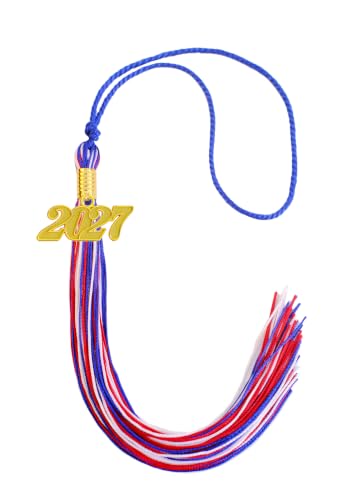 Image of Red White and Blue Graduation Tassel 2027 for Grad Cap