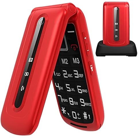 USHINING Seniorenhandy ohne Vertrag, GSM Großtasten Mobiltelefon Klapphandy Cover