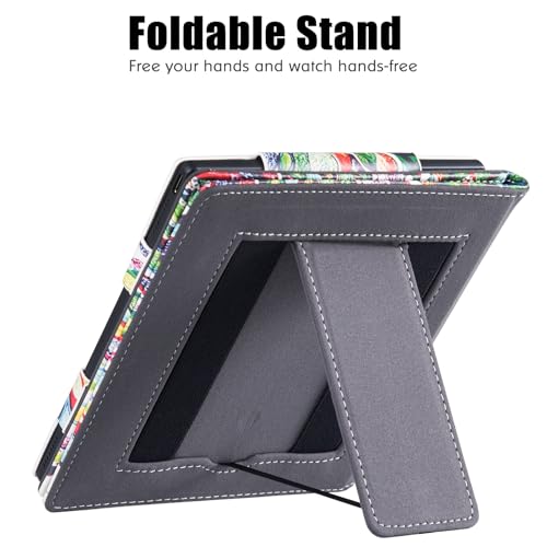 BOZHUORUI Stand Case for 7" Onyx Boox Go 7 Series (2024/2025 Released) & Boox Page e-Reader - Premium PU Leather Sleeve Cover with Two Hand Straps/Auto Sleep/Wake (Lucky Tree)